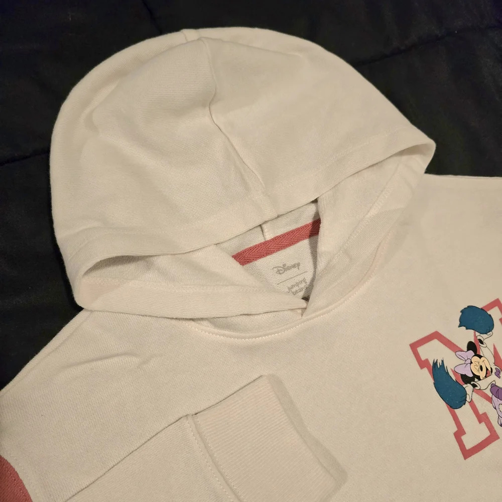 Disney Minnie Mouse Sporty Cheerleader Hoodie Sweater White NEW‎ Size 8 Medium - Picture 4 of 8